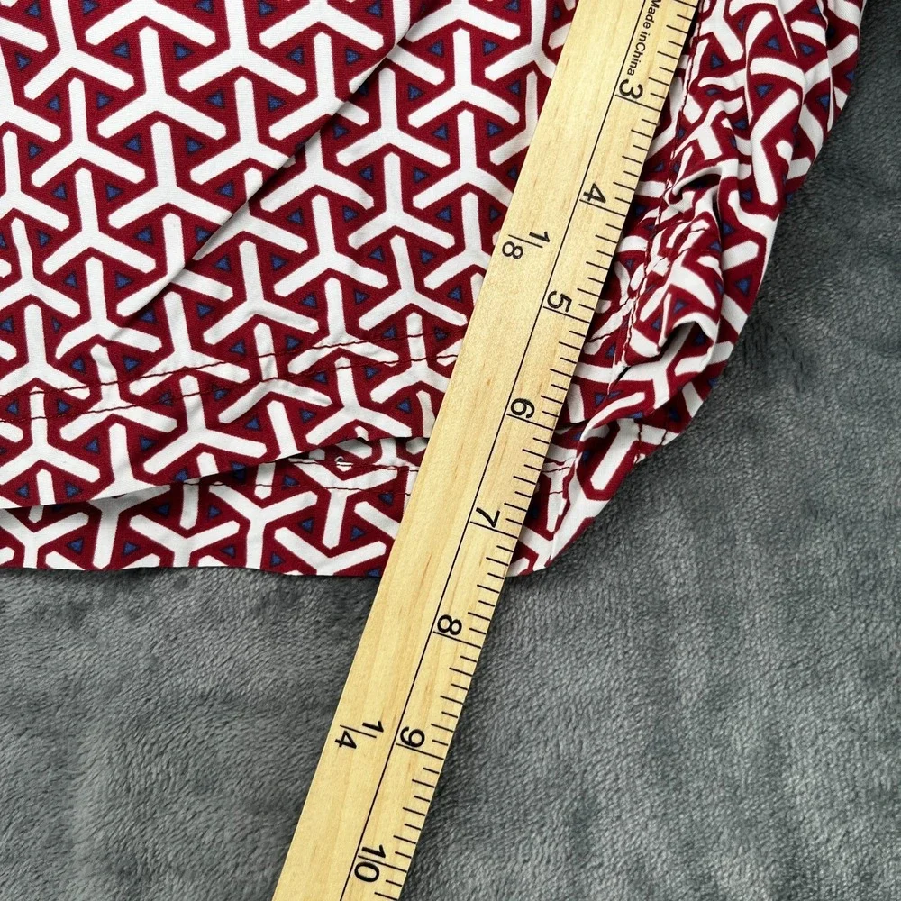 Suitsupply Swim Shorts Men's XL Red Geometric Adjustable Waist Beach Trunks EUC